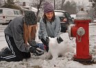 SnowFun--SnowDogHydrant copy  Hannah Albenesius, 15, left, and Teague Albenesius, 12, build a snow dog near a fire hydrant in front of their home in Converse Heights, Thursday morning, 2-1-07. The Spartanburg area was blanketed with snow by sunrise, with sleet, rain, and freezing rain continuing throughout the day. (AP Photo/Spartanburg Herald-Journal/Tim Kimzey)